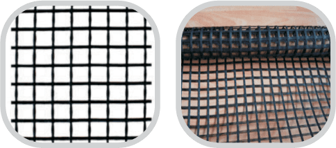 Geogrid woven with a fiberglass