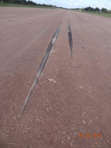 Skid Marks from initial landing on Veriente Runway