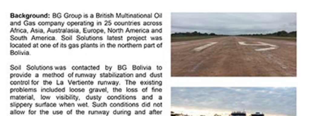 BG Bolivia La Vertiente Airstrip Upgrade with EBS Soil Stabilizer