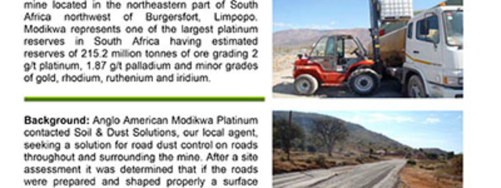 Anglo American Modikwa Platinum Mine Access Road EBS Surface Seal and Dust Control