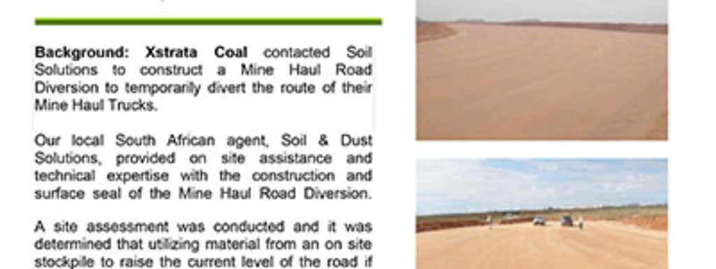 Xstrata Coal Haul Road Diversion Construction EBS Soil Stabilizer