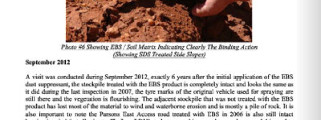 EBS Stockpile Dust Report