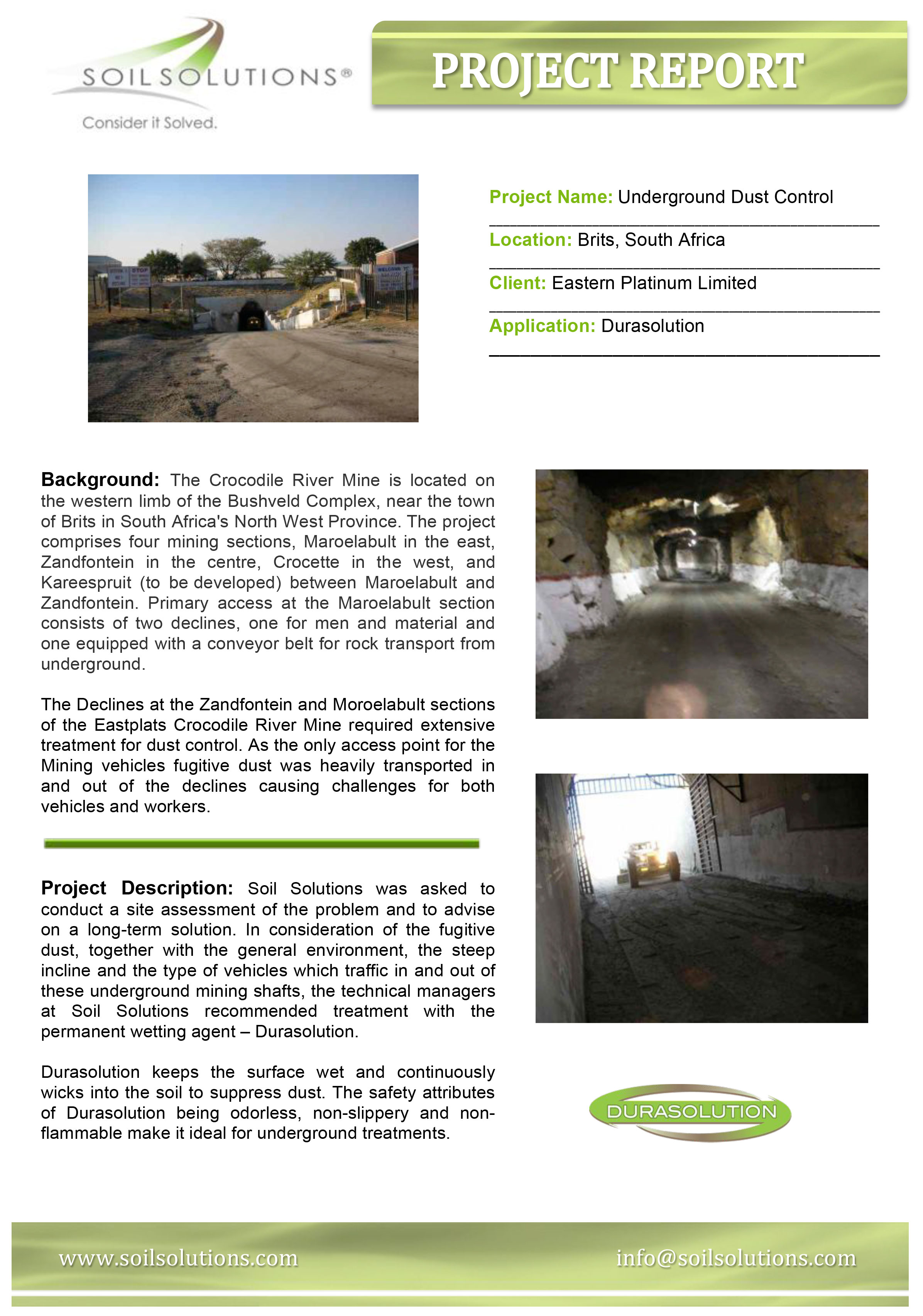 Eas Plats underground dust control report