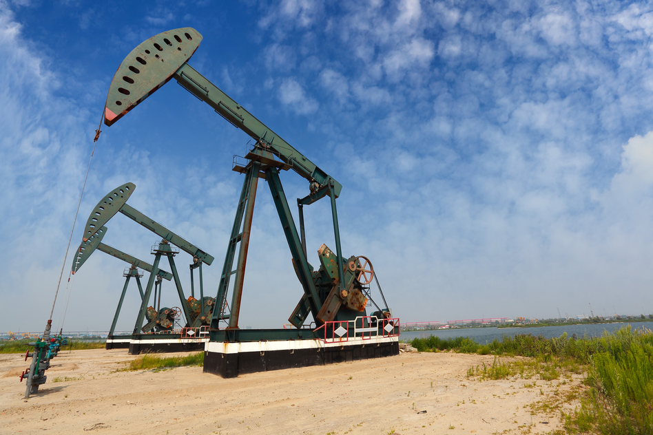 oil and gas - Green Oil pump of crude oilwell rig