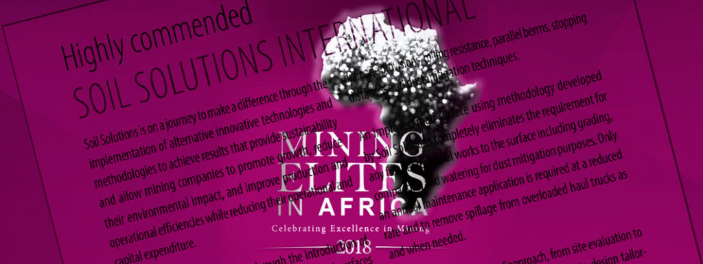 Soil Solutions Excellence In Mining Feature - Mining Elites in Africa 2018 Article