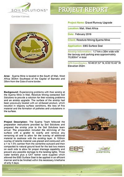 RESOLUTE MINING SYAMA MINE AIRSTRIP UPGRADE - EBS SOIL STABILIZER