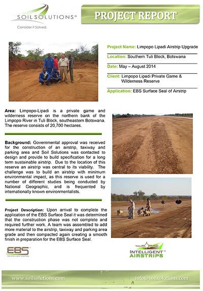 Limpop Lipadi Game Reserve Botswana Airstrip Construction Report